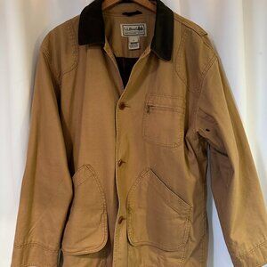 L.L. Bean Tan Canvas Field Jacket with Dark Brown Corduroy Collar